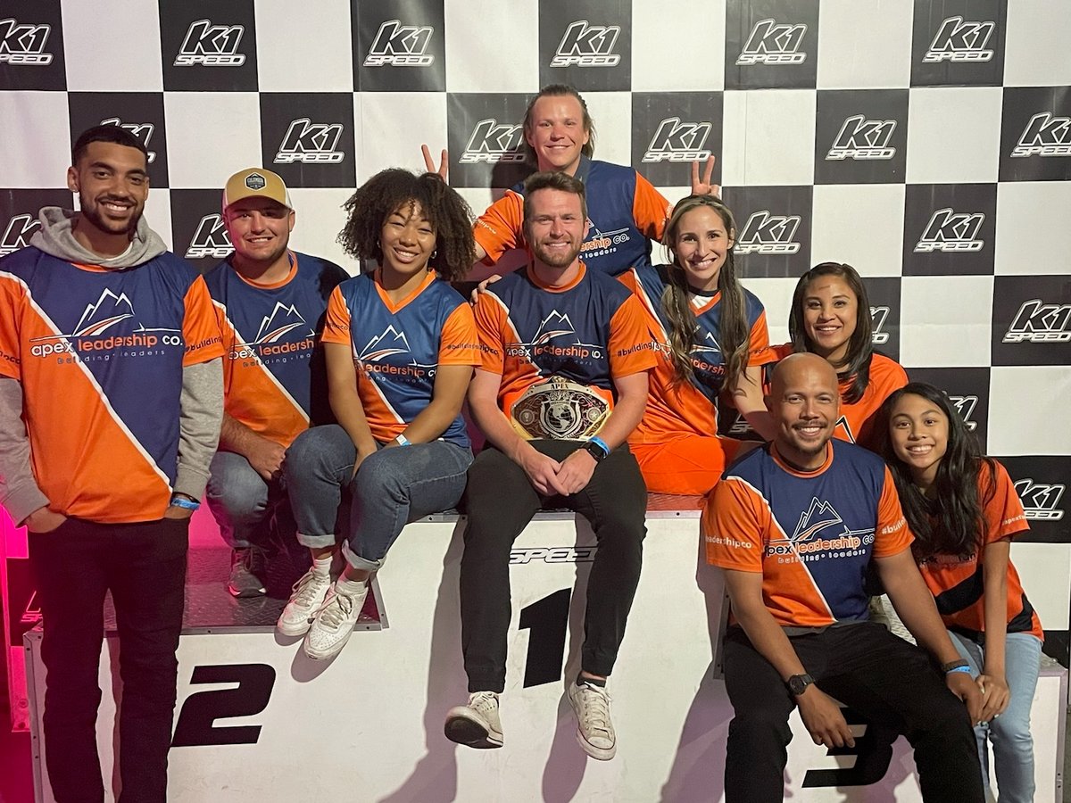 The Apex San Diego team posing together at a team night out